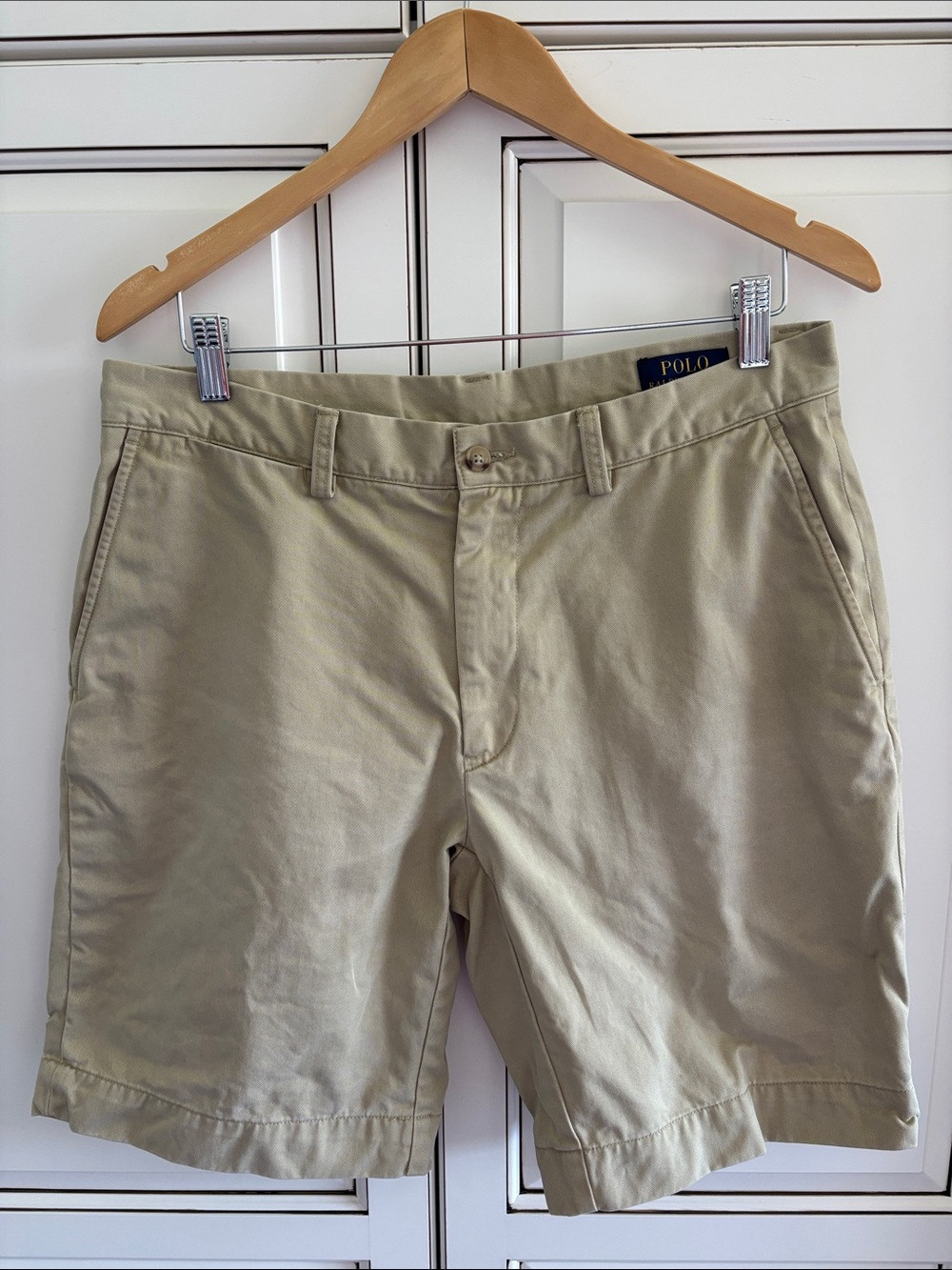 Polo Ralph Lauren Classic Fit 9” Khaki Tan Chino Shorts Golf Preppy Mens Size 32